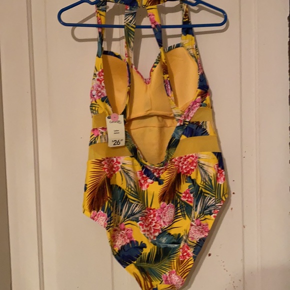 Yellow Floral One-Piece Bathing Suit - Picture 4 of 4